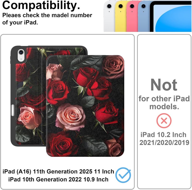 Supveco حافظة لجهاز iPad (A16) الجيل 11 بحجم 11 بوصة (2025)، iPad الجيل 10 بحجم 10.9 بوصة (2022) مع حامل قلم - [استيقاظ/نوم تلقائي]، حافظة فاخرة مع قاعدة قابلة للطي وغطاء خلفي ناعم من TPU - وردي - Image 2